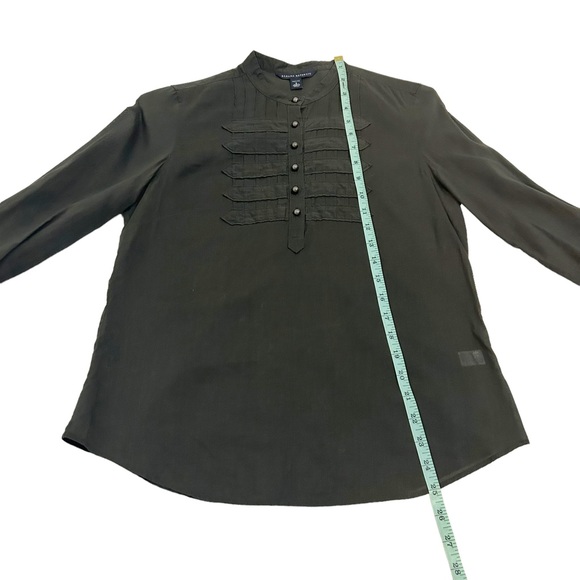 Banana Republic Green Military Style Pearl Like Buttons Blouse,Size Petite Small - Picture 9 of 14